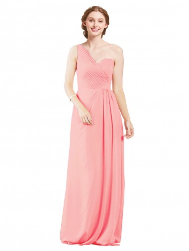 Salmão Linha A Amor Comprimento Chão Vestidos de Madrinha Acessíveis