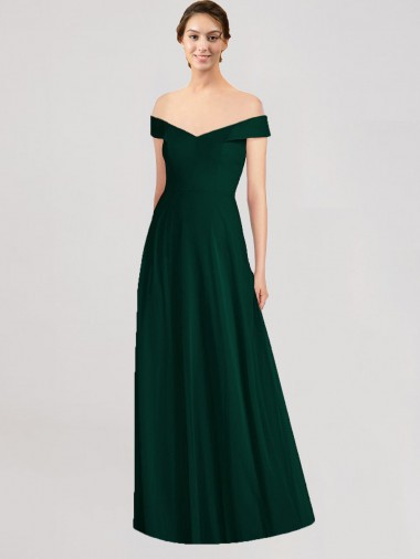 Sempre Verde Linha A Decote V Comprimento Chão Vestidos de Madrinha Acessíveis