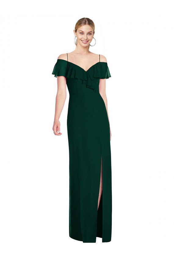 Sempre Verde Trombeta Amor Comprimento Chão Vestidos de Madrinha Acessíveis