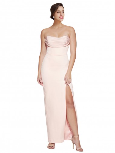 Lombar Sereia Decote Capuz Comprimento Chão Vestidos de Madrinha / Vestidos de Noite / Vestidos de Festa Acessíveis