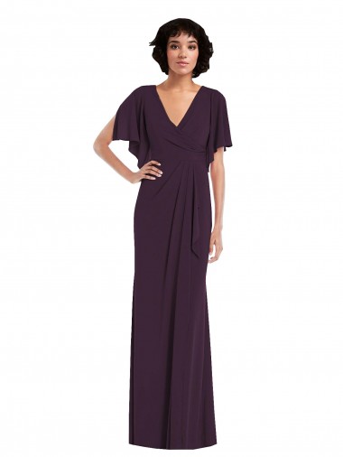 Uva Bainha Decote V Comprimento Chão Vestidos de Madrinha / Vestidos de Noite / Vestidos de Festa Acessíveis