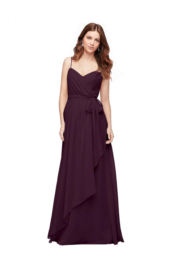 Uva Linha A Decote V Comprimento Chão Vestido de Festa / Vestido de Madrinha Acessíveis