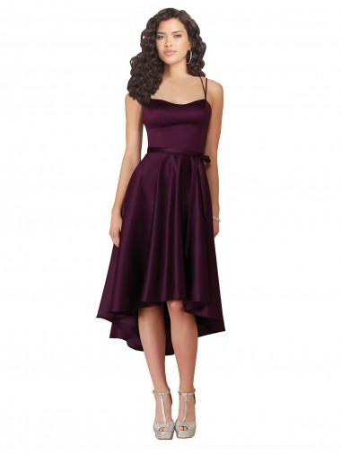 Criss Cruz Uva Linha A Colher Neck Alto Baixo Vestidos de Madrinha / Vestidos de Festa Acessíveis