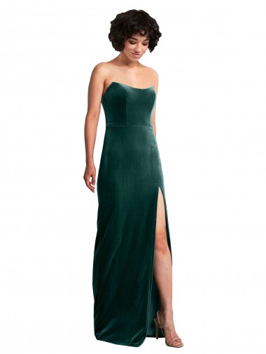 Lombar Verde Escuro Bainha Sem alças Comprimento Chão Vestidos de Madrinha / Vestidos de Noite / Vestidos de Festa Acessíveis