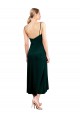 Lombar Verde Escuro Linha A Decote Capuz Comprimento Midi Vestidos de Madrinha / Vestidos de Festa / Vestidos de Cocktail / Vestidos de Homecoming Acessíveis