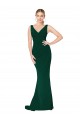 Verde Meia-Noite Sereia Decote Alto Comprimento Chão Vestidos de Madrinha / Vestidos de Noite / Vestidos de Festa Acessíveis