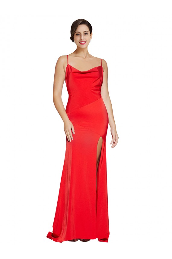 Lombar Vermelho Bainha Sem alças Comprimento Chão Vestidos de Madrinha / Vestidos de Noite / Vestidos de Festa Acessíveis