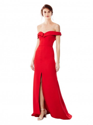 Vermelho Linha A Decote Alto Comprimento Chão Vestidos de Madrinha / Vestidos de Noite / Vestidos de Festa Acessíveis