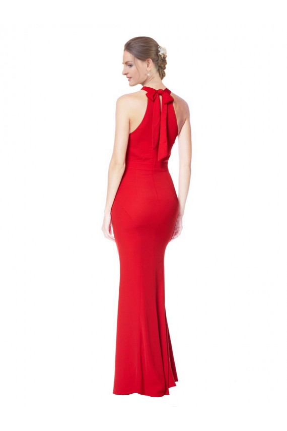 Vermelho Sereia Decote Alto Comprimento Chão Vestidos de Noite / Vestidos de Festa Acessíveis