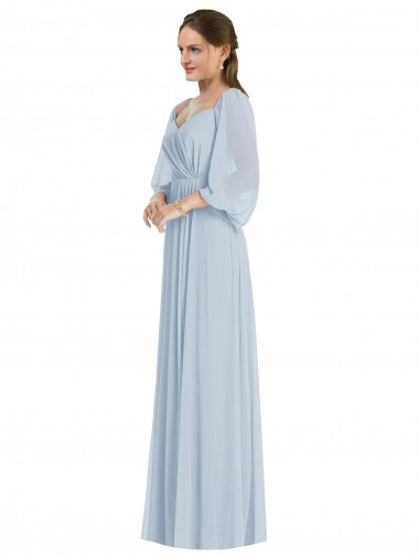 Vidro Marinho Linha A Amor Comprimento Chão Vestidos de Madrinha / Vestidos de Noite Acessíveis